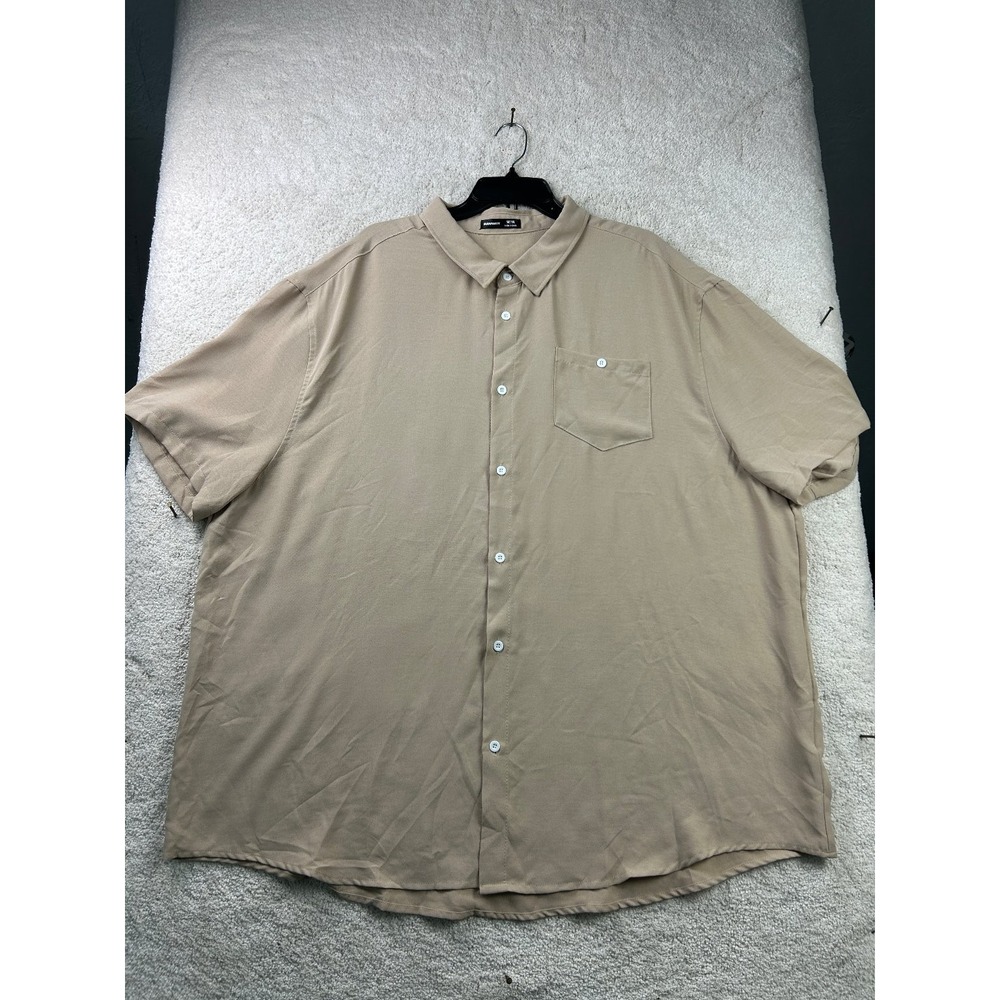 Manfinity Men's Dress Shirt Beige 5XL Cotton Button Front Pocket
